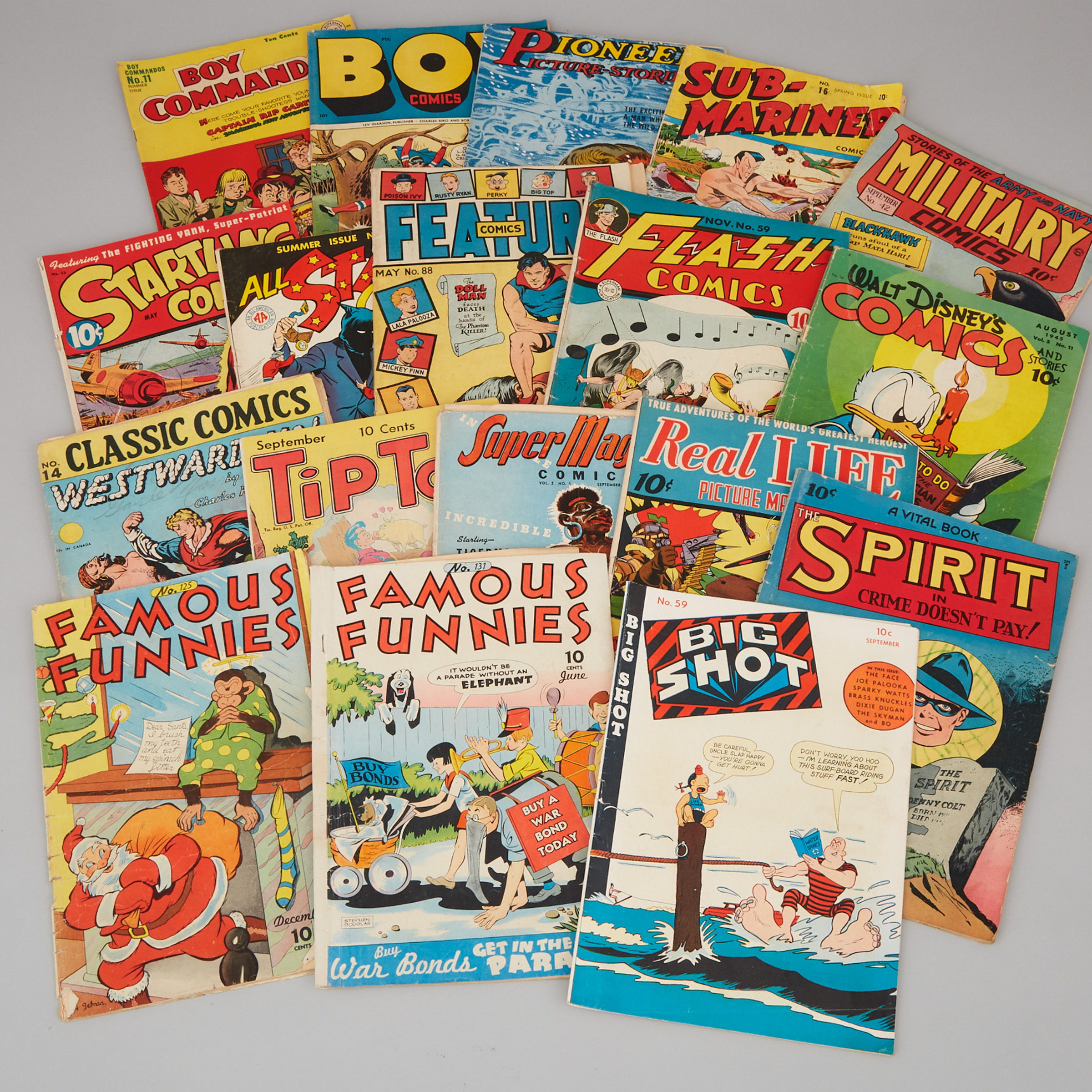 Eighteen American WWII Era Comics, 1943-45