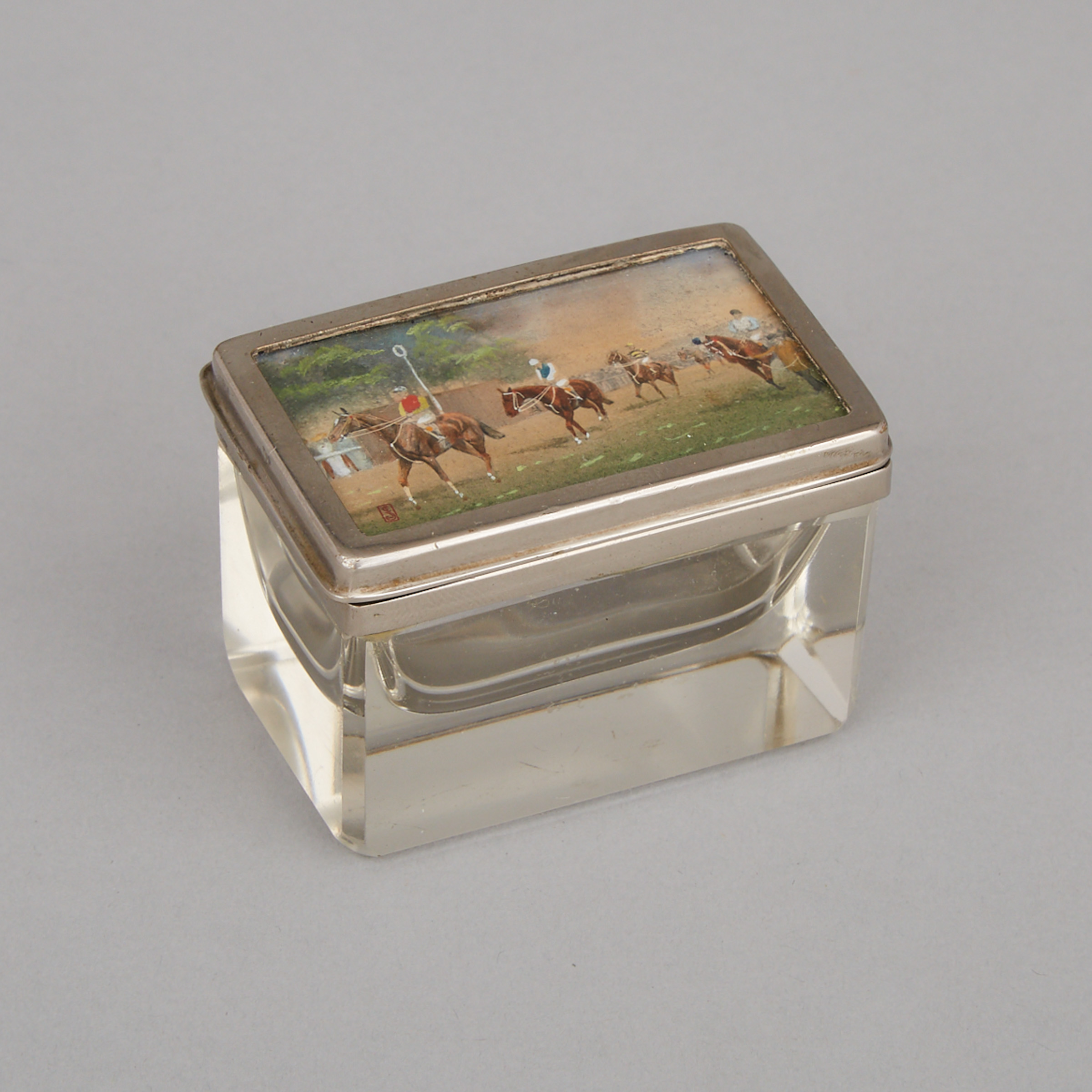 Equestrian Glass Match Box, early 20th century