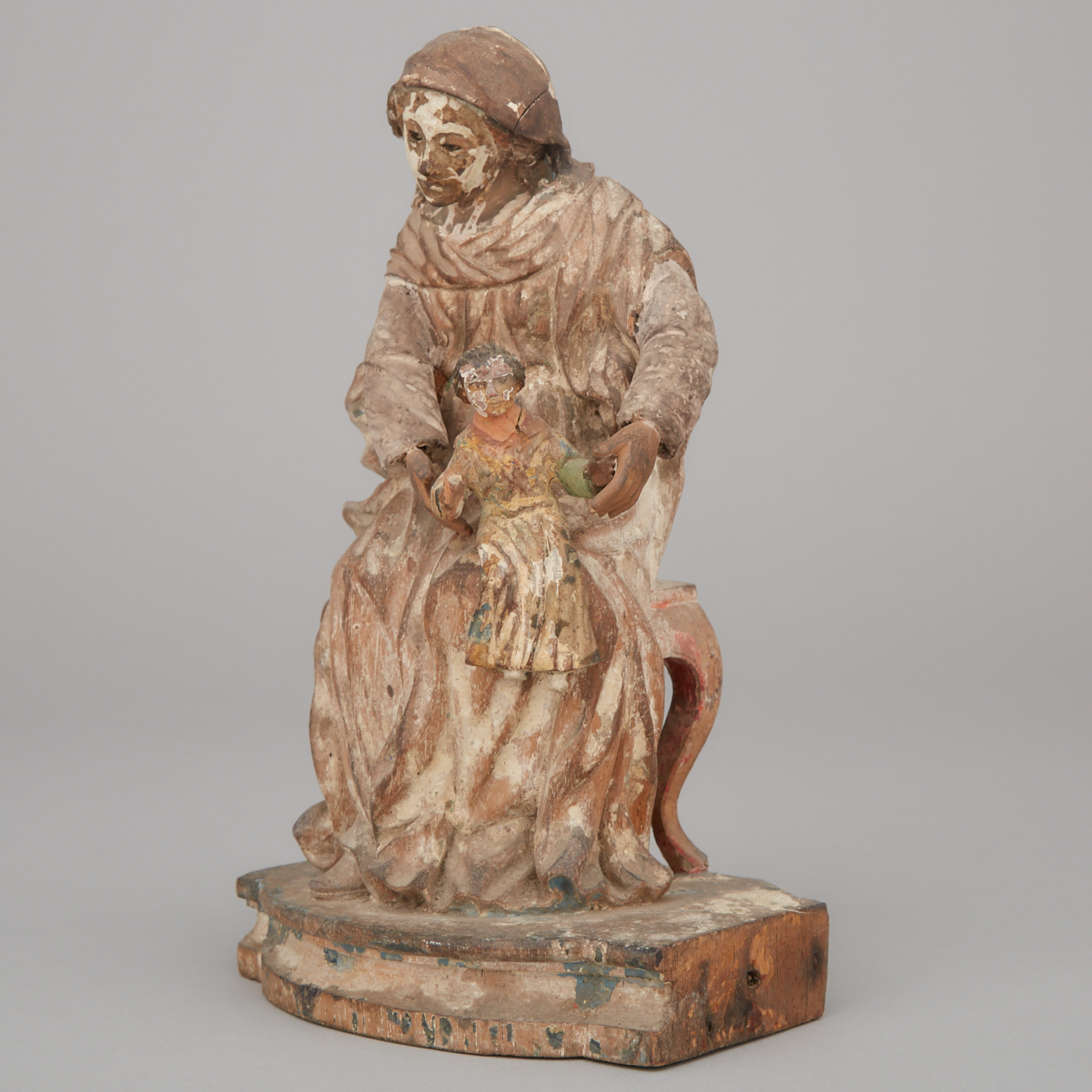 Spanish Colonial Santos Figure of the Sedes Sapientiae Madonna and Child, 18th/19th century