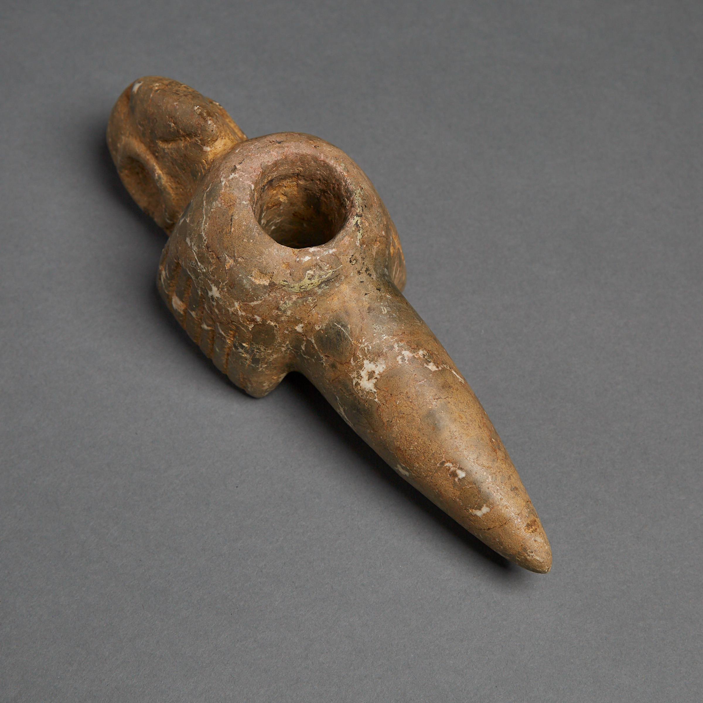 Taino Parrot Form Ceremonial Stone Axe Scepter Head, 1200-1500 A.D.