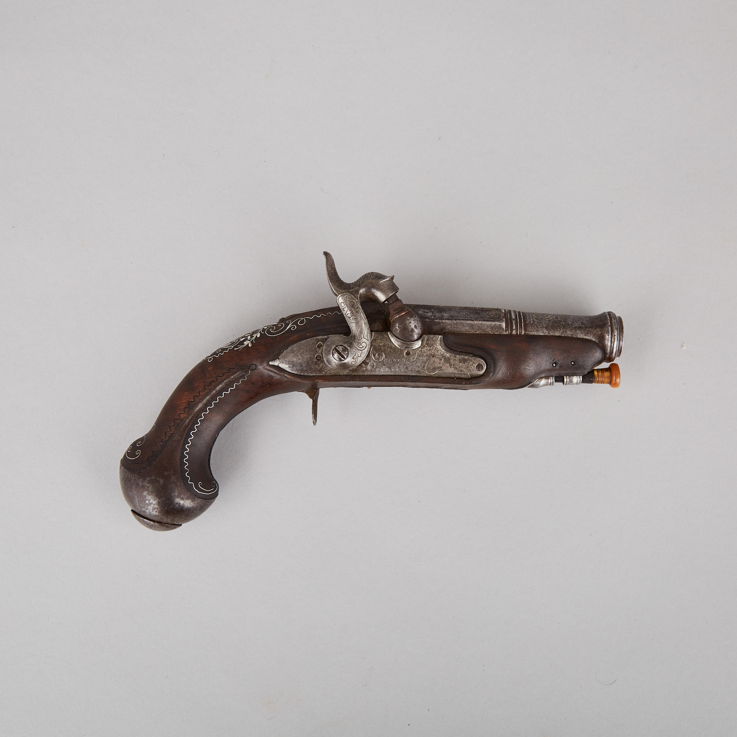 French Cannon Barrel Pistol, Carnet à Orgelet, mid 18th century