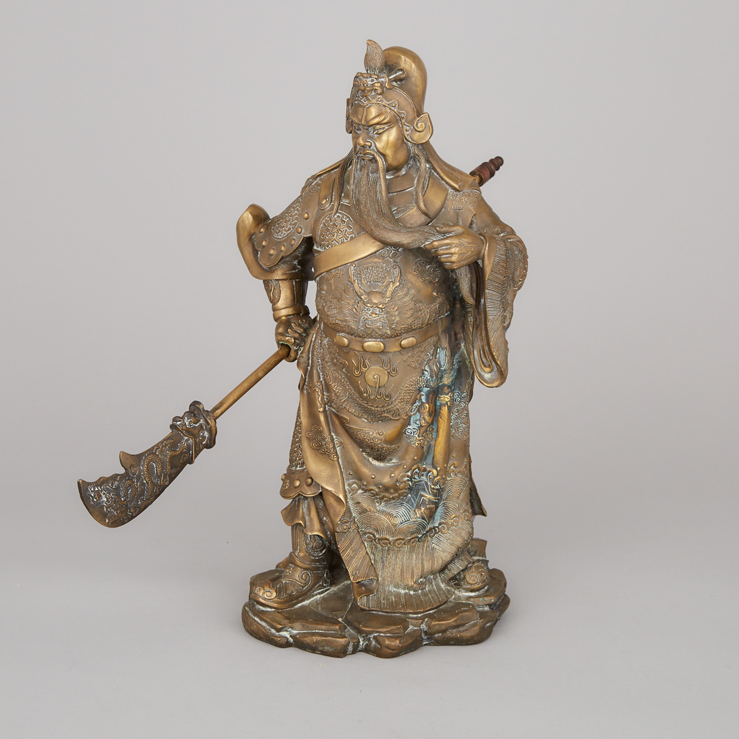 Large Chinese Bronze Figure of General Guan Yu, 20th century