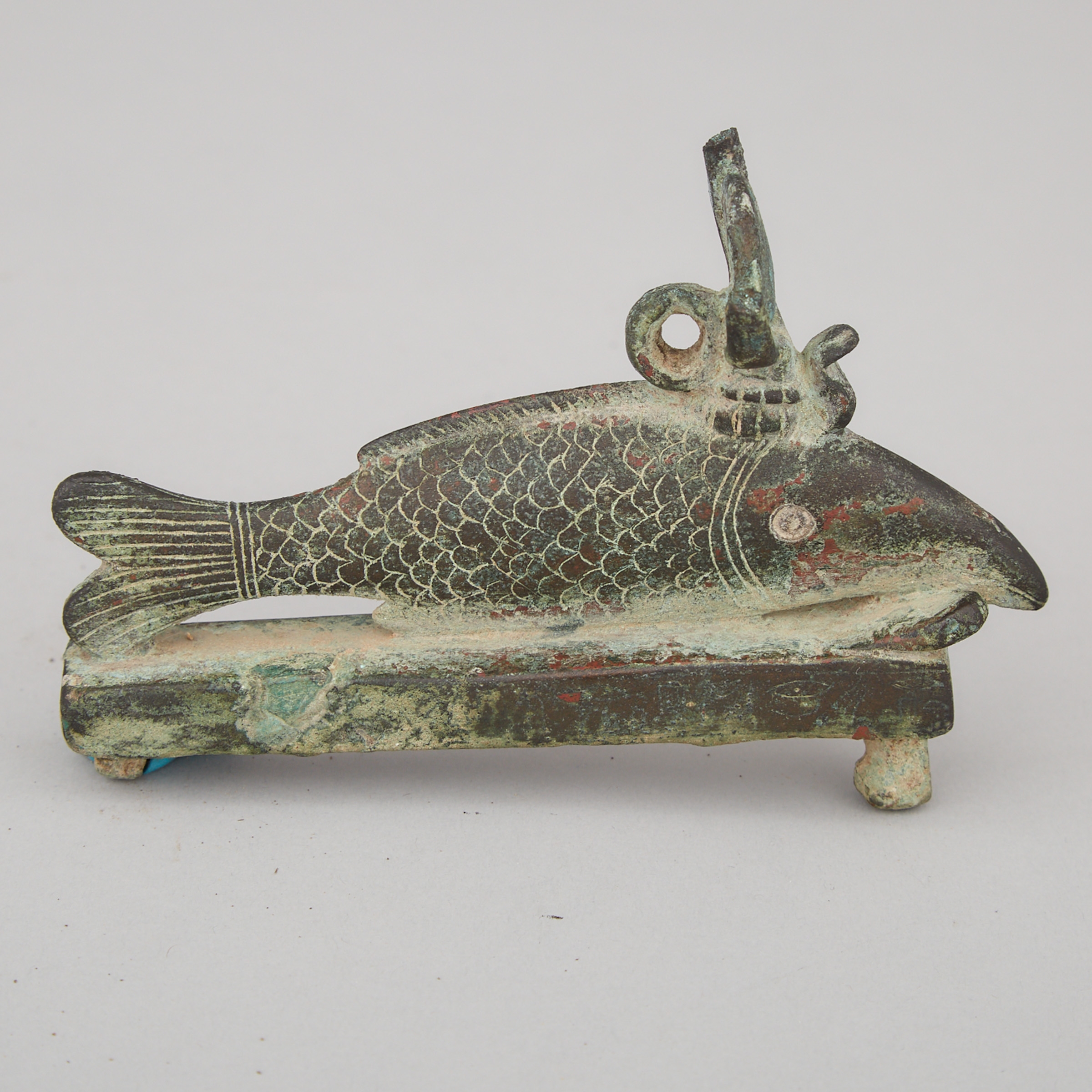 Egyptian Bronze Oxyrhynchus Fish Amulet, Late Dynastic Period, 715-332 B.C.